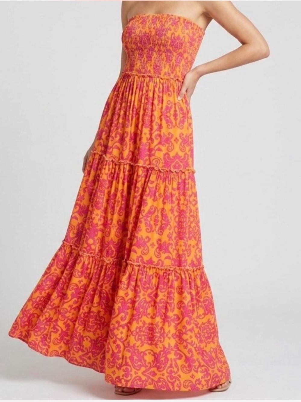 Abel the Label Floral Orange Hot Pink Dress